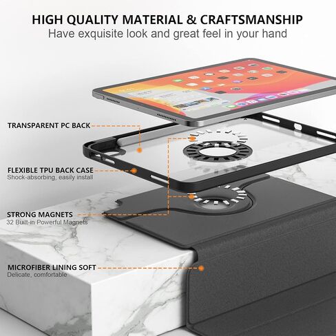 Rotating Case for iPad 10th Generation 10.9 Inch Tablet (2022 Model) Cover with Pencil Holder - 360 Degree Rotating Multi-Angle Viewing Protective Stand Cover with Auto Sleep/Wake,Black in Saudi Arabia