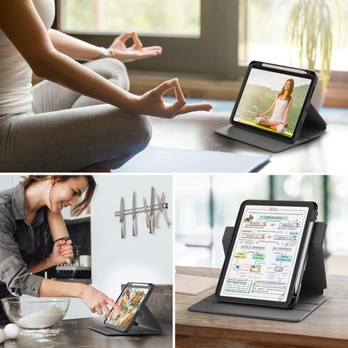 Rotating Case for iPad 10th Generation 10.9 Inch Tablet (2022 Model) Cover with Pencil Holder - 360 Degree Rotating Multi-Angle Viewing Protective Stand Cover with Auto Sleep/Wake,Black in Saudi Arabia