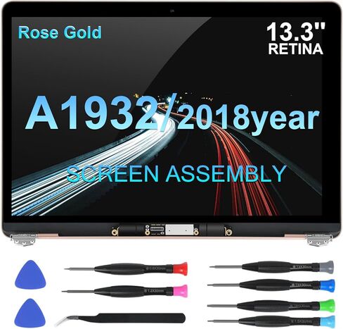 YUSE 13.3 بوصة استبدال شاشة لجهاز MacBook Air 13 بوصة Retina A1932 2018 Year (الموديل: EMC 3184 MRE82 MREA2 MVFH2 MVFJ2) 2560x1600 مجموعة شاشة LCD LED كاملة (ذهبي وردي) in Saudi Arabia