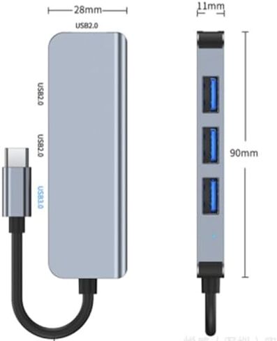 4 in 1 USB C Hub, Aluminum Type C Hub Multiport Adapter 4 in 1 USB C Docking Station with 1 USB 3.0 Port,3 USB 2.0 Ports USB Splitter for Laptops, MacBook, iPod Pro, Dell, HP Chromebook in Saudi Arabia