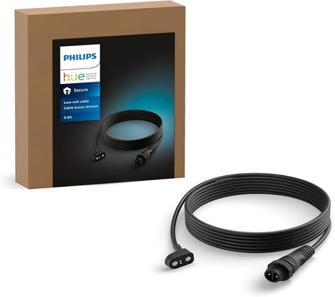 كابل Philips Hue Secure Camera المضاد للسقوط، فضي - عبوة واحدة - مصنوع للاستخدام في الهواء الطلق - يتم توصيله بوحدة إمداد الطاقة منخفضة الجهد من Philips Hue in Kuwait