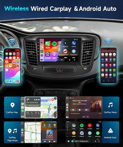 2G 64G for Chrysler 200 200C 200S 2015-2019 Car Radio Stereo Replacement with Wireless Carplay Android Auto 9inch 1080P Touchscreen with Bluetooth 28UIs RDS FM Radio Mirror Link AHD Backup Camera in Saudi Arabia