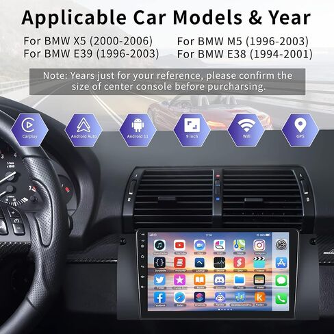 1+32GB Android Car Stereo for BMW X5 E39 M5 E38 E53 5 Series (1996-2003) 9 Inch HD Touch Screen Bluetooth Car Radio with GPS Navigation WiFi Backup Camera FM/RDS Audio Receivers Support Mirror Link in Saudi Arabia