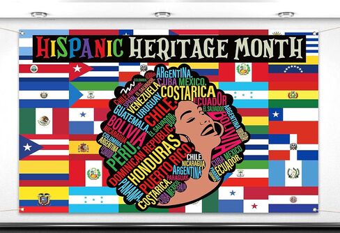 Nepnuser Hispanic Heritage Month Decoration Photo Booth Backdrop 21 Spanish Speaking Countries Culture School Classroom Indoor Outdoor Wall Decor (5.9×3.6ft) in Saudi Arabia