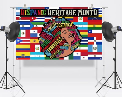 Nepnuser Hispanic Heritage Month Decoration Photo Booth Backdrop 21 Spanish Speaking Countries Culture School Classroom Indoor Outdoor Wall Decor (5.9×3.6ft) in Saudi Arabia