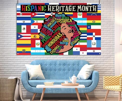 Nepnuser Hispanic Heritage Month Decoration Photo Booth Backdrop 21 Spanish Speaking Countries Culture School Classroom Indoor Outdoor Wall Decor (5.9×3.6ft) in Saudi Arabia