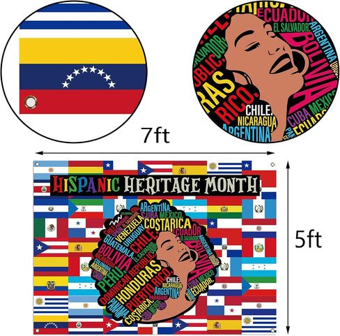 Nepnuser Hispanic Heritage Month Decoration Photo Booth Backdrop 21 Spanish Speaking Countries Culture School Classroom Indoor Outdoor Wall Decor (5.9×3.6ft) in Saudi Arabia