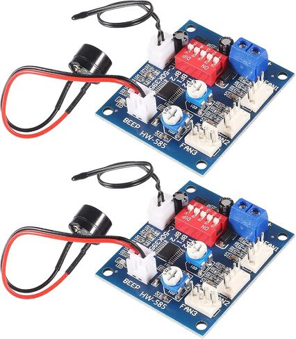 2 قطعة DC12V 4-Wire PWM PC مروحة التحكم في درجة الحرارة Manumotive وحدة تحكم سرعة المروحة وحدة المعالجة المركزية إنذار درجة الحرارة العالية مع الجرس مع NTC 3950 الثرمستور in Saudi Arabia