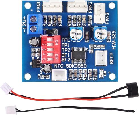 2 قطعة DC12V 4-Wire PWM PC مروحة التحكم في درجة الحرارة Manumotive وحدة تحكم سرعة المروحة وحدة المعالجة المركزية إنذار درجة الحرارة العالية مع الجرس مع NTC 3950 الثرمستور in Saudi Arabia