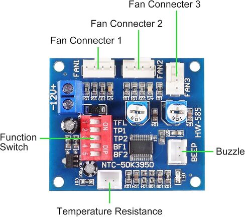 2 قطعة DC12V 4-Wire PWM PC مروحة التحكم في درجة الحرارة Manumotive وحدة تحكم سرعة المروحة وحدة المعالجة المركزية إنذار درجة الحرارة العالية مع الجرس مع NTC 3950 الثرمستور in Saudi Arabia