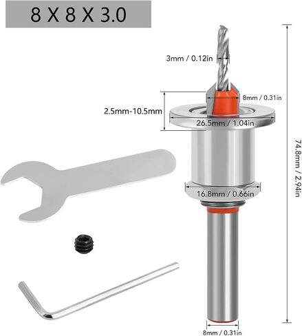 Gugxiom 5PCS Woodworking Drill Bit Set Seat Bit Set Adjustable, Chamfering Drill Bit Countersunk Drill Bit Drilling Drill, Adjustable Countersink Bit in Saudi Arabia
