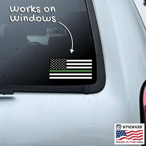 Thin Green Line Sticker - Military American Flag Decal for Cars & Windows - Support Veterans, Park Rangers, Border Patrol - Made in The USA (5.9 x 3.3 inches) - Green Line Tattered Flag in Saudi Arabia