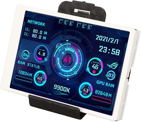 Computer Temp Monitor, 3.5in USB Type C IPS Mini Screen Display, PC Temperature Display for CPU Hard Disk Data Monitor (White Set) in Saudi Arabia