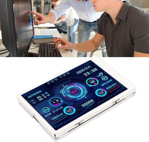 Computer Temp Monitor, 3.5in USB Type C IPS Mini Screen Display, PC Temperature Display for CPU Hard Disk Data Monitor (White Set) in Saudi Arabia