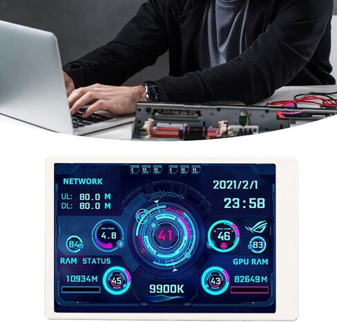 Computer Temp Monitor, 3.5in USB Type C IPS Mini Screen Display, PC Temperature Display for CPU Hard Disk Data Monitor (White Set) in Saudi Arabia