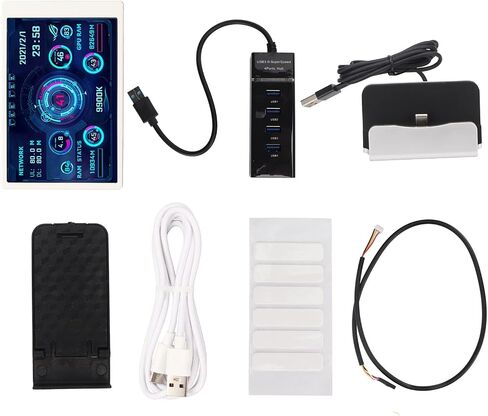 Computer Temp Monitor, 3.5in USB Type C IPS Mini Screen Display, PC Temperature Display for CPU Hard Disk Data Monitor (White Set) in Saudi Arabia