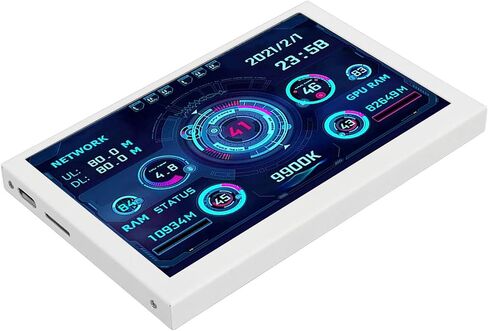 Computer Temp Monitor, 3.5in USB Type C IPS Mini Screen Display, PC Temperature Display for CPU Hard Disk Data Monitor (White Set) in Saudi Arabia