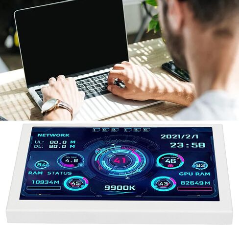 Computer Temp Monitor, 3.5in USB Type C IPS Mini Screen Display, PC Temperature Display for CPU Hard Disk Data Monitor (White Set) in Saudi Arabia