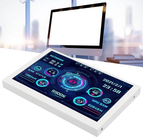 Computer Temp Monitor, 3.5in USB Type C IPS Mini Screen Display, PC Temperature Display for CPU Hard Disk Data Monitor (White Set) in Saudi Arabia