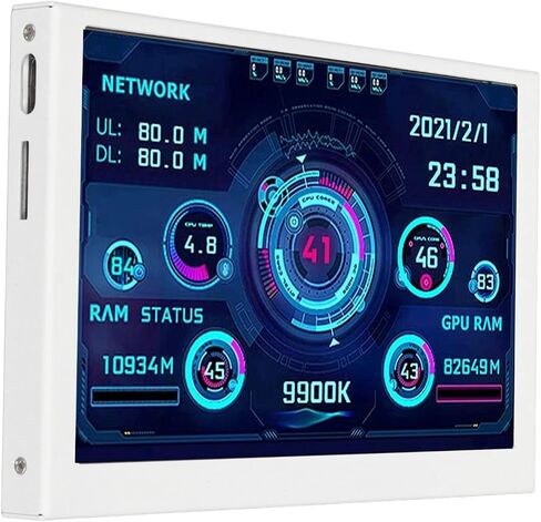 Computer Temp Monitor, 3.5in USB Type C IPS Mini Screen Display, PC Temperature Display for CPU Hard Disk Data Monitor (White Set) in Saudi Arabia