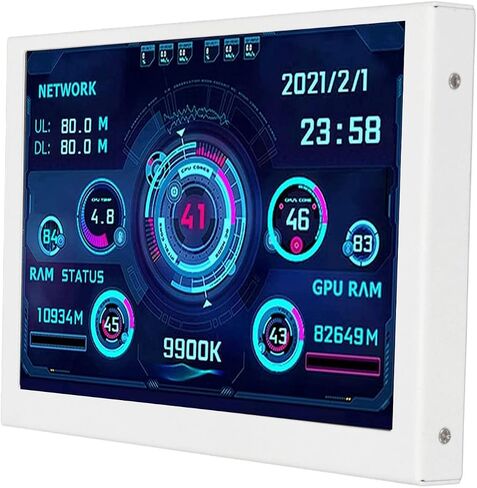 Computer Temp Monitor, 3.5in USB Type C IPS Mini Screen Display, PC Temperature Display for CPU Hard Disk Data Monitor (White Set) in Saudi Arabia