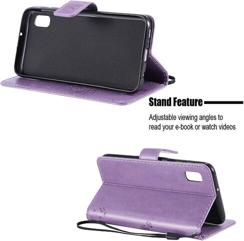 for Samsung Galaxy A10e Wallet Case Screen Protector,Galaxy A10e PU Leather Protective Case Emboss Love Tree Cat Folio Magnetic Card Holder Kickstand Flip Case for Samsung Galaxy A10e Light Purple in Saudi Arabia