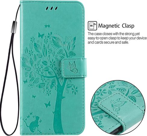 for Samsung Galaxy A10e Wallet Case Screen Protector,Galaxy A10e PU Leather Protective Case Emboss Love Tree Cat Folio Magnetic Card Holder Kickstand Flip Case for Samsung Galaxy A10e Light Purple in Kuwait