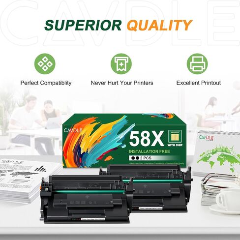 58A CF258A M404n Toner Cartridge Black 2-Pack (with Chip) Compatible for HP 58A CF258A 58X CF258X Pro M404dn M404n M404dw MFP M428fdw M428dw M428fdn M404 M428 M406 M430 Toner Printer in Saudi Arabia