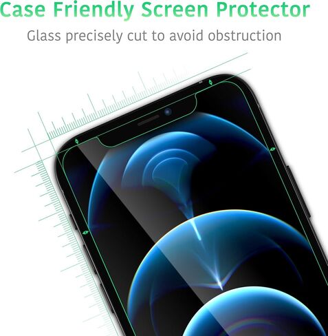 واقي شاشة من الزجاج المقوى الفاخر من TALK WORKS لهاتف iPhone 12/12 Pro وIPhone 13/13 Pro وIPhone 14 - يتضمن صينية التثبيت، مضاد للوهج، مقاوم للتشقق، رفيع للغاية (عبوة من 3 قطع) in Saudi Arabia