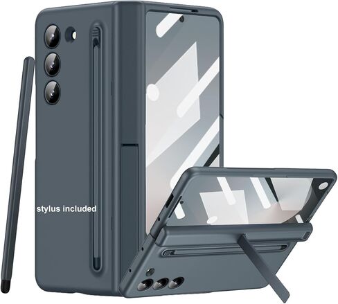for Samsung Galaxy Z Fold 6 Case with New Slim S Pen (2024) Holder & Generic Stylus, Screen Protector, Hinge Protection & Camera Protection, Thin & Slim Stand Cover 5G 2024, Black in Saudi Arabia