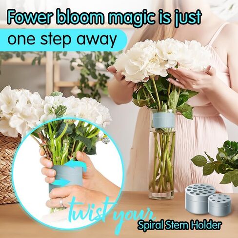 2pcs Spiral Ikebana Stem Holder, Spiral Stem Holder for Vases, Spiral Flower Stem Holder, 2024 Spiral Ikebana Stem Holder Ring, Spiral DIY Bouquet Twister Flower Arrangement Holder (2pcs Clear, S+L) in Saudi Arabia