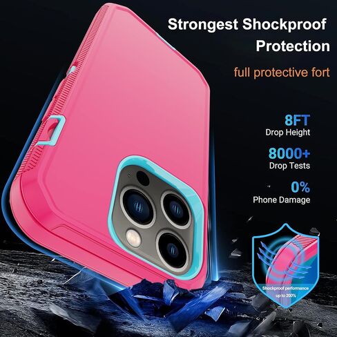 for iPhone 14 Pro Case with 2 Screen Protector,Full Body Shockproof Drop Protection Dust Proof Heavy Duty 3-Layer Rugged Durable Military Grade Cover for Apple iPhone 14 Pro 6.1" (Black) in Saudi Arabia