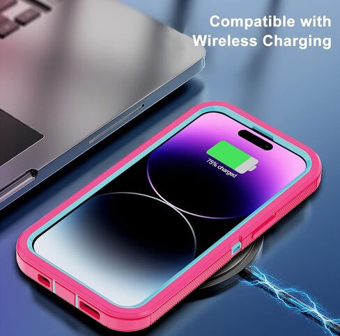 for iPhone 14 Pro Case with 2 Screen Protector,Full Body Shockproof Drop Protection Dust Proof Heavy Duty 3-Layer Rugged Durable Military Grade Cover for Apple iPhone 14 Pro 6.1" (Black) in Saudi Arabia