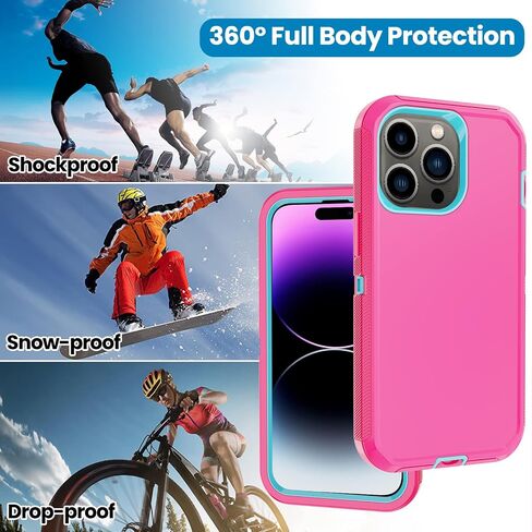 for iPhone 14 Pro Case with 2 Screen Protector,Full Body Shockproof Drop Protection Dust Proof Heavy Duty 3-Layer Rugged Durable Military Grade Cover for Apple iPhone 14 Pro 6.1" (Black) in Saudi Arabia