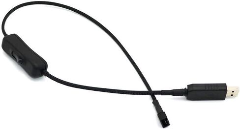 كابل محول مروحة USB Angitu Y Splitter سرعة 5 فولت 12 فولت USB إلى المروحة المزدوجة 3Pin 4Pin كابل طاقة بأكمام PC مع مفتاح (مفتاح مقسم 12 فولت، كم أسود) in Saudi Arabia