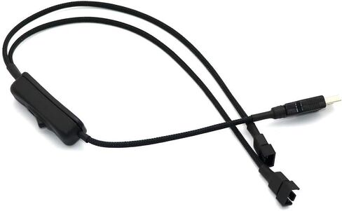 كابل محول مروحة USB Angitu Y Splitter سرعة 5 فولت 12 فولت USB إلى المروحة المزدوجة 3Pin 4Pin كابل طاقة بأكمام PC مع مفتاح (مفتاح مقسم 12 فولت، كم أسود) in Saudi Arabia