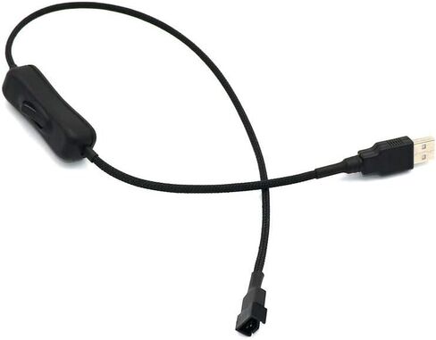 كابل محول مروحة USB Angitu Y Splitter سرعة 5 فولت 12 فولت USB إلى المروحة المزدوجة 3Pin 4Pin كابل طاقة بأكمام PC مع مفتاح (مفتاح مقسم 12 فولت، كم أسود) in Saudi Arabia