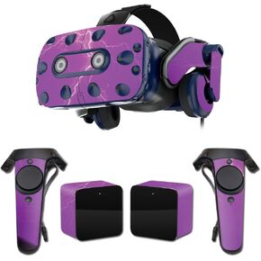 MightySkins Skin Compatible with HTC Vive Pro VR Headset - Purple Lightning | Protective, Durable, and Unique Vinyl Decal wrap Cover | Easy to Apply, Remove, and Change Styles | Made in The USA