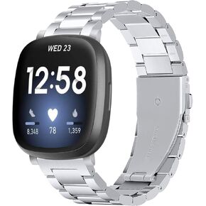 WIGERLON Compatible with Versa 3/Versa 4 Band for Men and Women,Stainless Steel Metal Watch Bands Replacement Straps Accessories for Fitbit sense 2 /fitbit sense