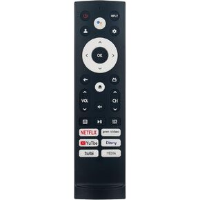 ERF3N90H Voice Command Remote Control Replacement compatible with Hisense Smart QLED TV 2022 Model 43A65H 50A65H 55A65H 55U7G 65A65H 65U65H 75A65H 75U7G 75U8H 43A6H 50A6H 43A68H 50A68H 50U6H 55A68H