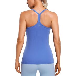 CRZ YOGA Seamless Workout Tank Tops for Women Racerback Athletic Camisole Sports Shirts with Built in Bra