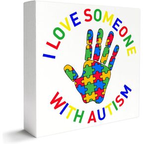 Autism Decor Wooden Box Sign, Autism Awareness Classroom Home Office Desk Decor Kids Autism Decoration, Seeing The World Differently, Autism Awareness Month Gifts