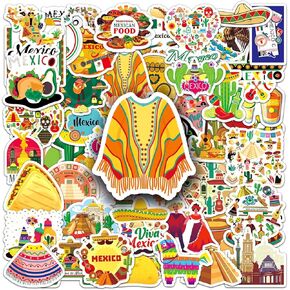 Mexico Stickers 50 Pack Vinyl Laptop Stickers,Waterproof Travel Map Stickers for Water Bottles,-Graffiti Stickers Pack for Teens Girls Kids Adults(Mexico Stickers)