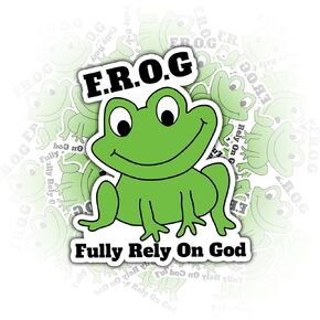 3PCS Fully Rely On God Frog Sticker Funny God Christian Stickers for Kids Teens, Waterproof Vinyl Stickers, Aesthetic Laptop Stickers, Stickers for Water Bottles 2in