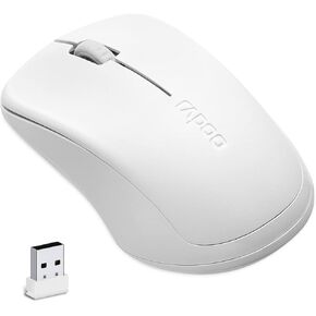 ماوس Rapoo اللاسلكي، ماوس 2.4G بدون ضوضاء مع جهاز استقبال USB، ماوس كمبيوتر محمول للكمبيوتر الشخصي والكمبيوتر اللوحي والكمبيوتر المحمول، ماوس كمبيوتر لاسلكي 2.4G USB مع عمر بطارية 12 متر مثبت مسبقًا، 1680 أسود