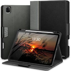 حافظة KingBlanc لجهاز iPad Pro مقاس 11 بوصة الجيل الرابع/الثالث/الثاني (2022/2021/2020) مع حامل أقلام، غطاء جلد نباتي ثنائي اللون، تنبيه تلقائي للنوم، قلم Apple 2. شحن، عرض متعدد الزوايا، بيج