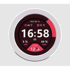 2.1inch USB Monitor Water Cooler Screen PC Case Secondary Screen Desktop RGB Ambient Screen 480×480 Resolution IPS Panel,Supports Music Spectrum Analysis Function Dynamic Theme Editor, Silver