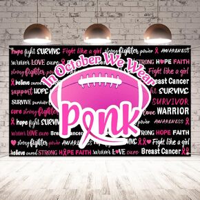 Breast Cancer Awareness Backdrop for Photography in October We Wear Pink Banner Pink Ribbon Breast Cancer Awareness Decorations and Supplies for Home