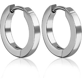 TGNEL CZ Real Pure Titanium Earrings Hoops | Lightweight Chunky Hoop Earrings Nickel Free for Mens Women Sensitive Ears