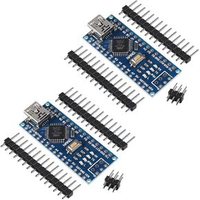 2-Pack Nano Board, D-FLIFE for Nano V3.0 ATmega328P CH-340 Development Board Without Cable Mini USB Port with PIN Headers Pin Unsoldered (Welding)
